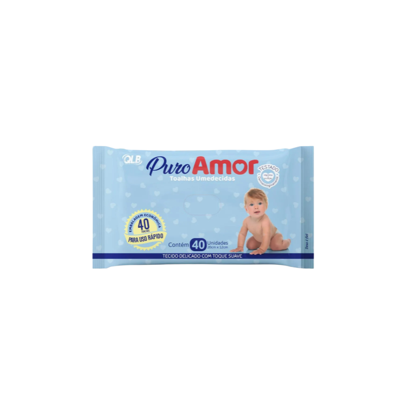 TOALHAS UMEDECIDAS PURO AMOR COM 40 UNIDADES