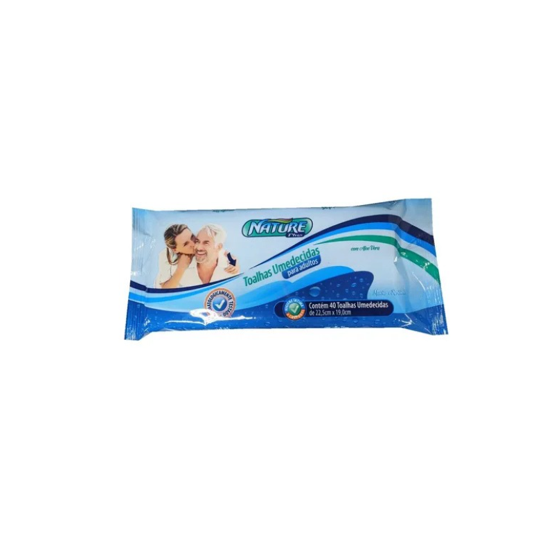 TOALHAS UMEDECIDAS PARA ADULTO NATURE PLUS COM 40 FOLHAS