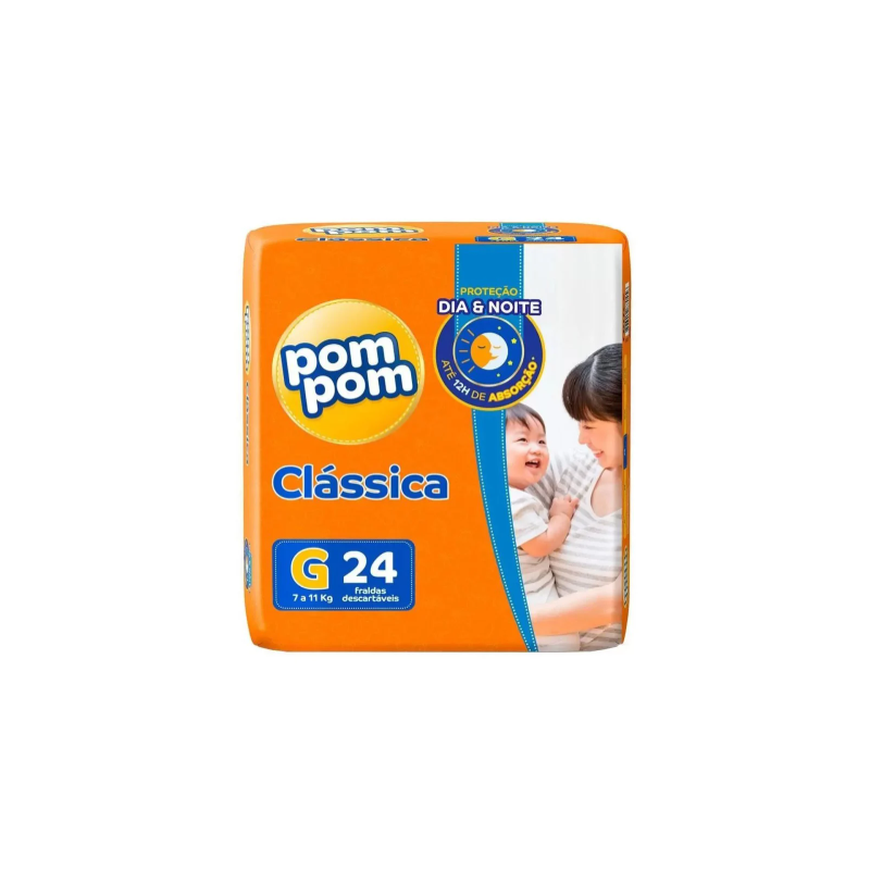 FRALDA POM POM CLASSICA COM 24 UNIDADES