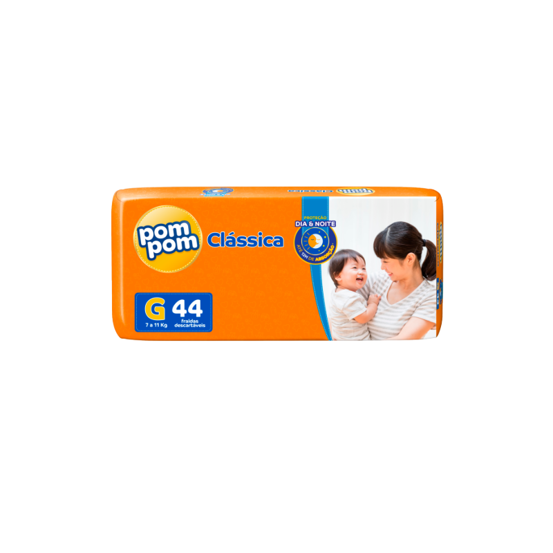 FRALDA POM POM CLASSICA MEGA G COM 44 UNIDADES