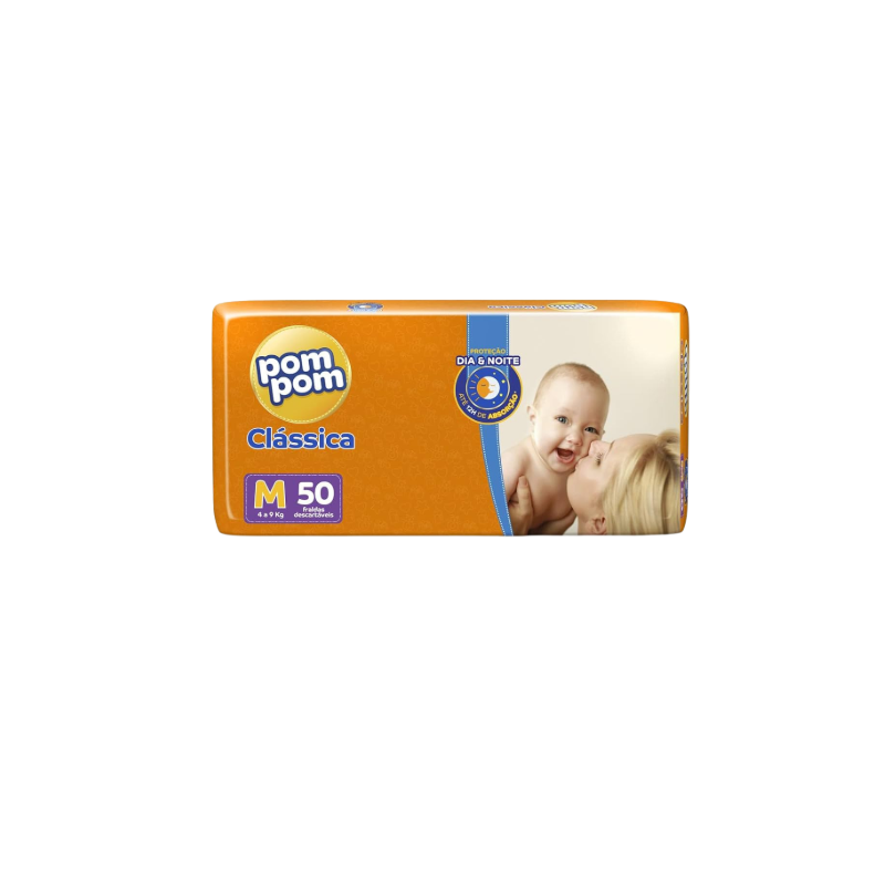 FRALDA POM POM CLASSICA MEGA M COM 50 UNIDADES