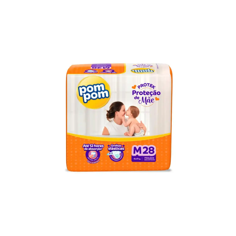 FRALDA POM POM DERMA JUMBO M COM 28 UNIDADES