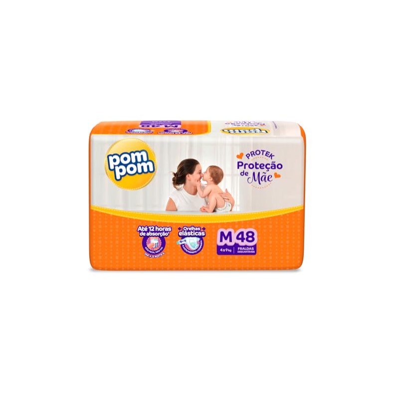 FRALDA POM POM DERMA MEG M COM 48 UNIDADES