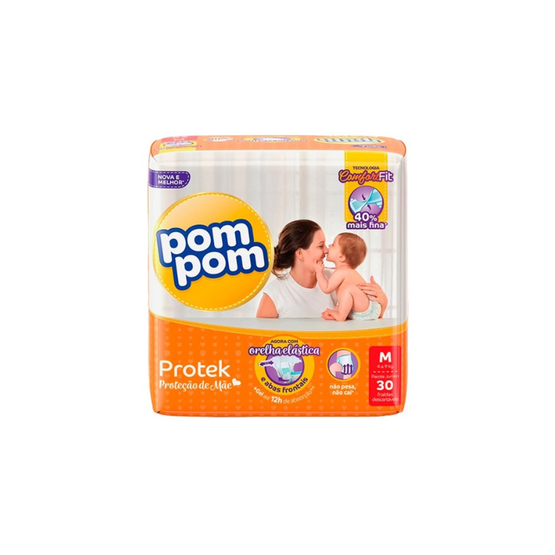 FRALDA POM POM ECONOMICA M COM 30 UNIDADES