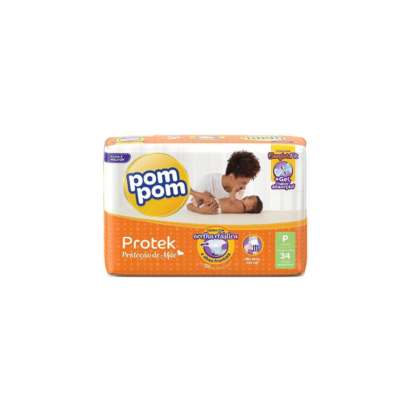 FRALDA POM POM ECONOMICA P 34 UNIDADES