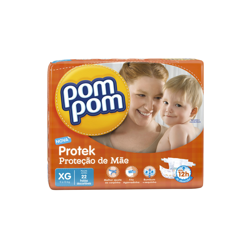 FRALDA POM POM ECONOMICA XG COM 22 UNIDADES