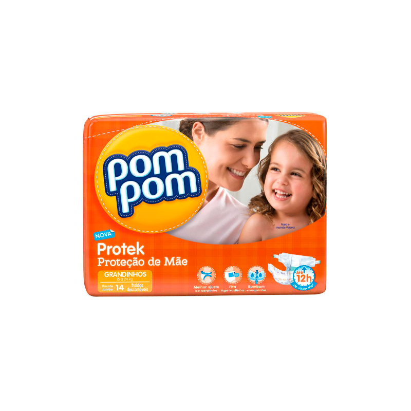 FRALDA POM POM GRANDINHOS COM 14 UNIDADES