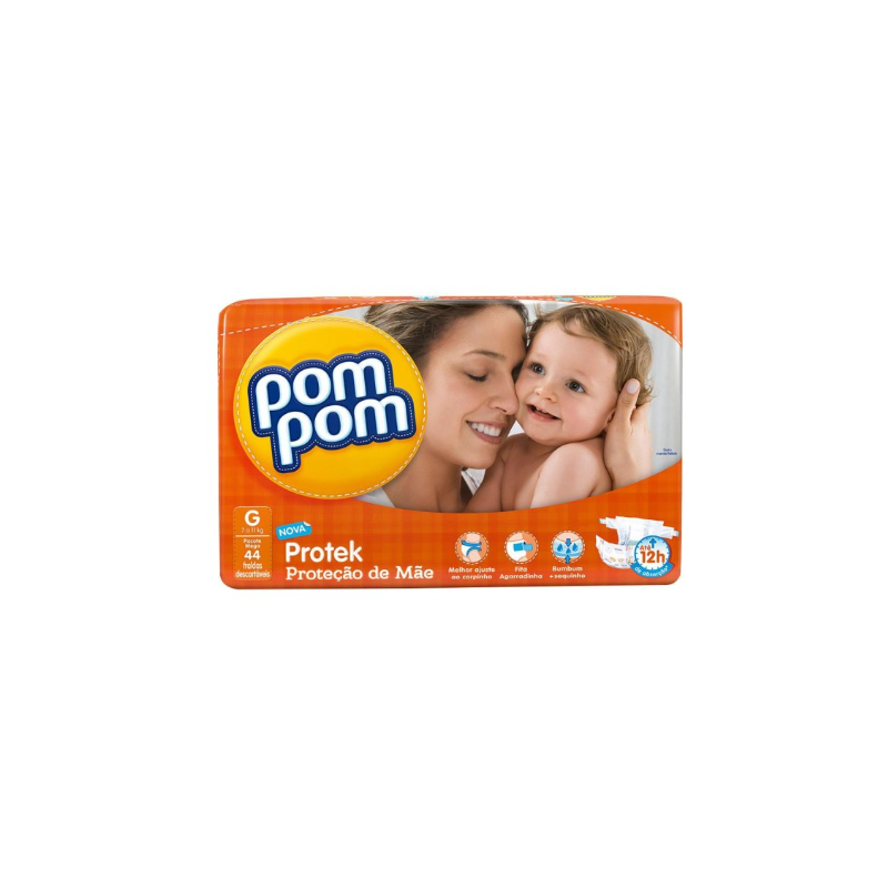 FRALDA POM POM PROTEK BABY MEGA G COM 44 UNIDADES