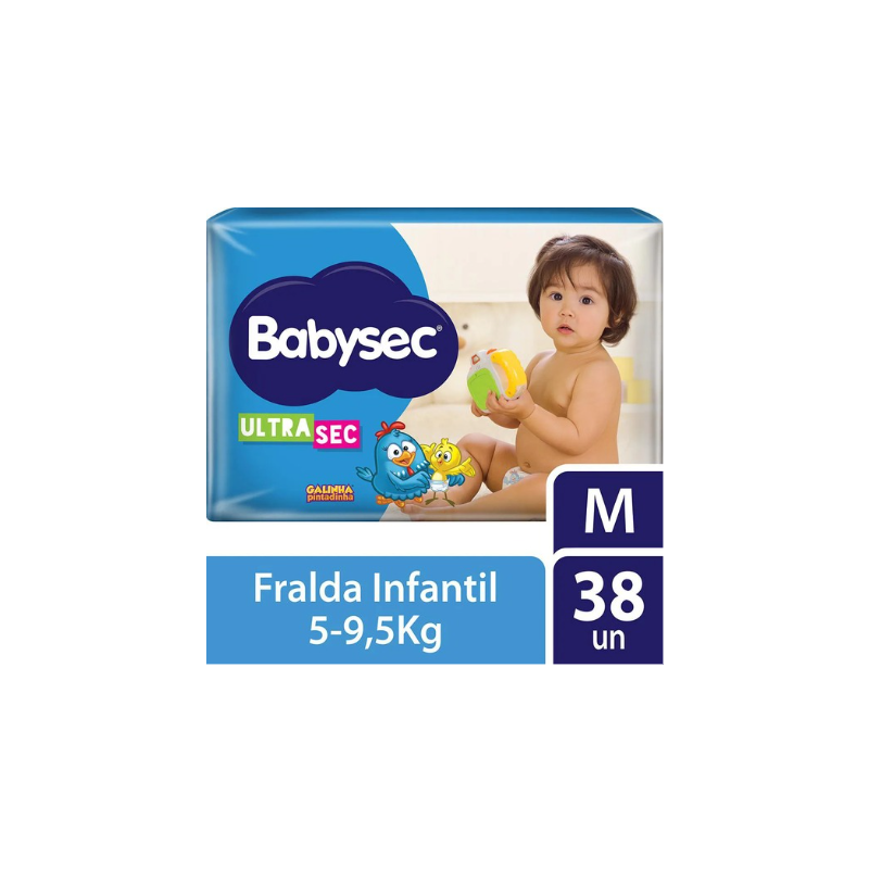 FRALDA BABYSEC ULTRA MEGA TAM M COM 38 GALINHA PINTADINHA