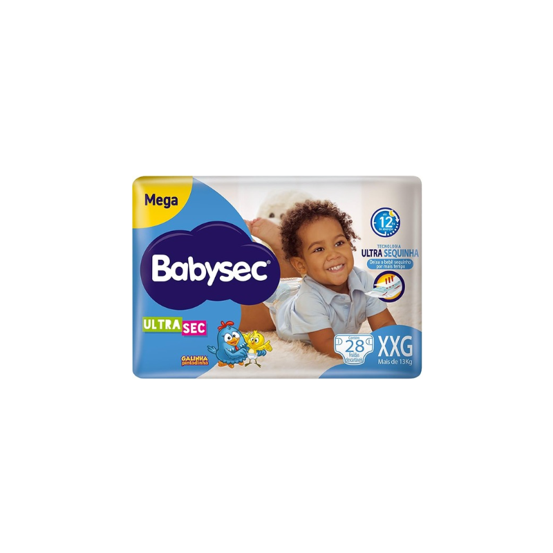 FRALDA BABYSEC ULTRA MEGA TAM XXG COM 30 GALINHA PINTADINHA