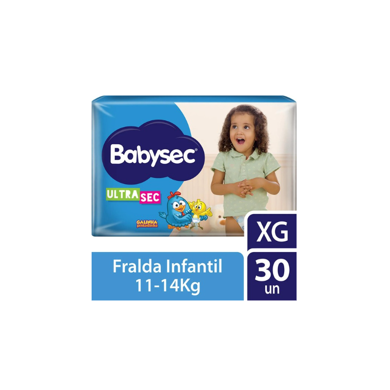 FRALDA BABYSEC ULTRA MEGA XG COM 30 UN GALINHA PINTADINHA