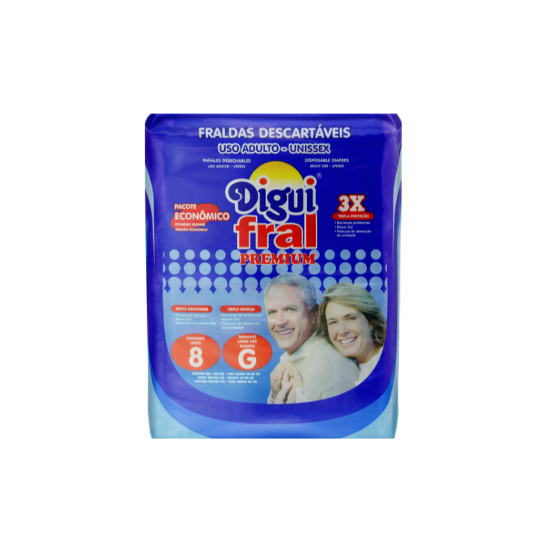 FRALDA DIGUIFRAL PREMIUM G COM 8 UNIDADES