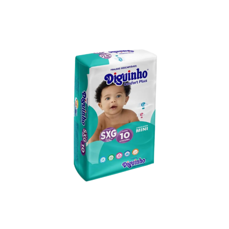 FRALDA DIGUINHO CONFORT PLUS MINI SXG COM 10 UNIDADES
