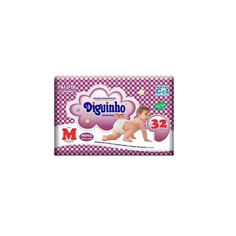 FRALDA DIGUINHO PLUS ECON M COM 32 UNIDADES