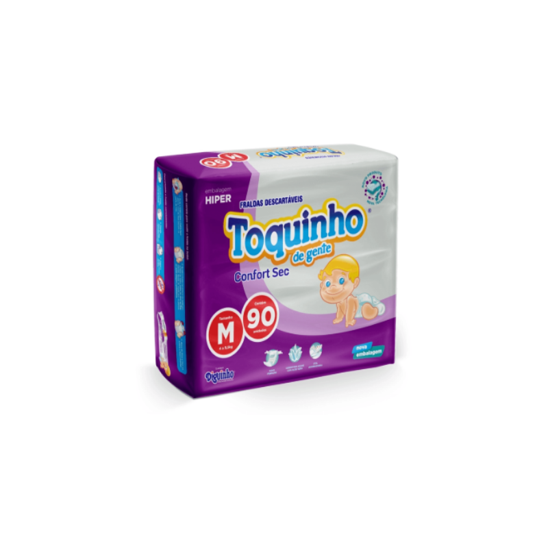 FRALDA TOQUINHO CONFORT SEC M COM 90 UNIDADES
