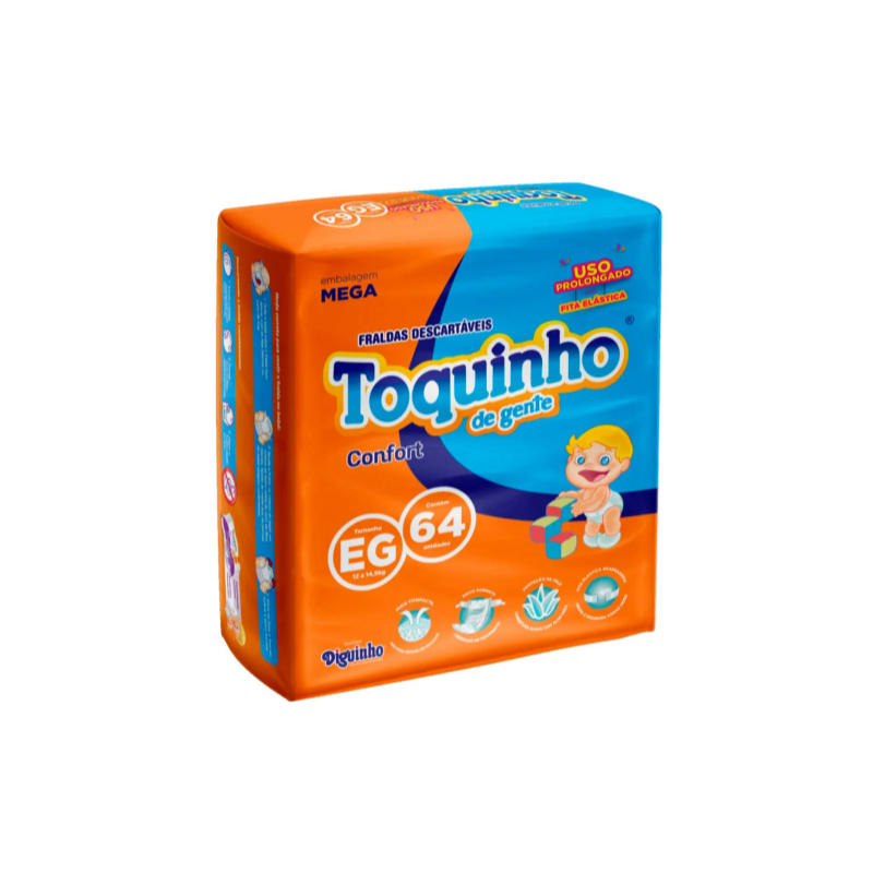 FRALDA TOQUINHO CONFORT SEC MEGA EG COM 64 UNIDADES