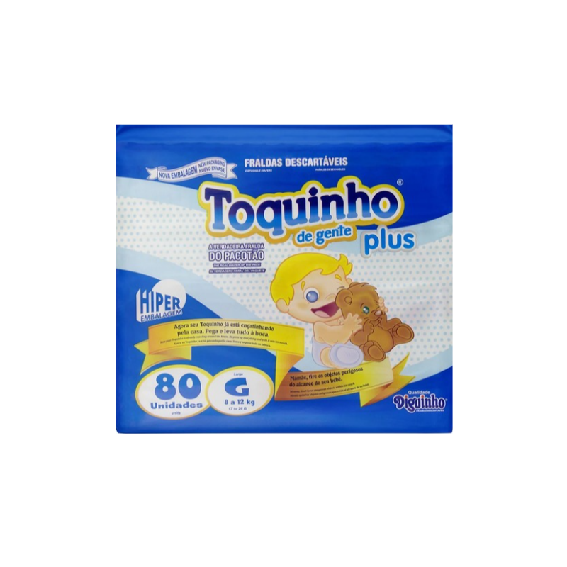 FRALDA TOQUINHO HIPER G COM 80 UNIDADES