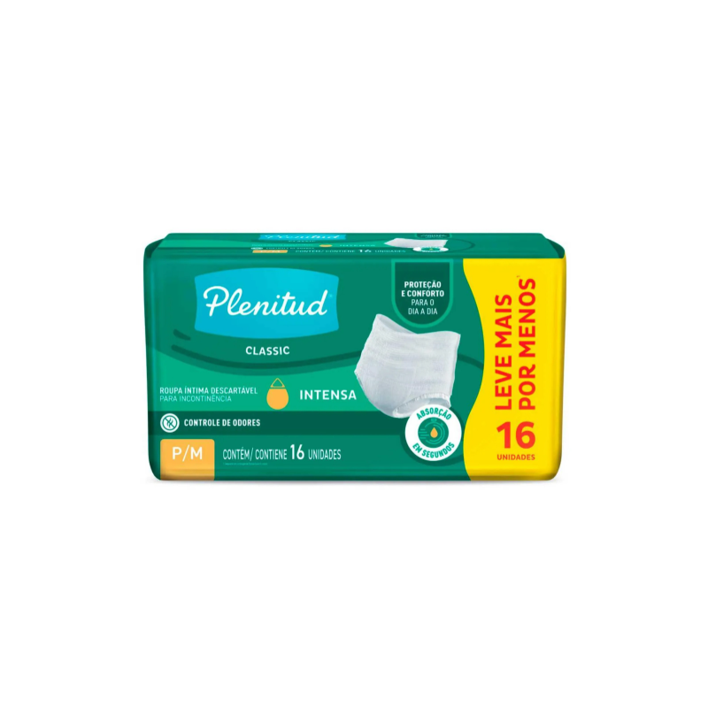 ROUPA INTIMO PLENITUDE CLASSIC P/M COM 16 UNIDADES