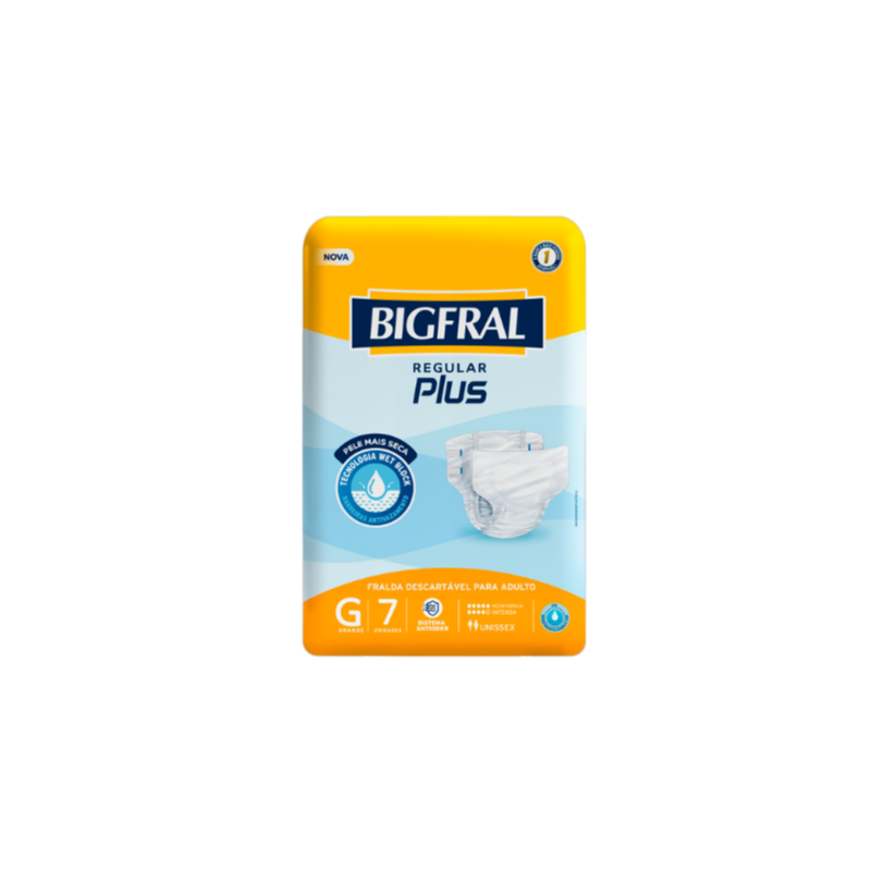 FRALDA BIGFRAL REGULAR PLUS G GERIATICA COM 7 UNIDADES