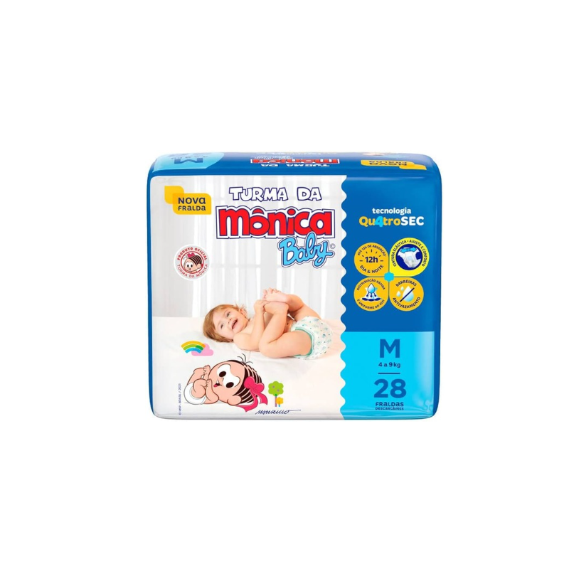 FRALDA TURMA DA MONICA JUMBO M COM 28 UNIDADES