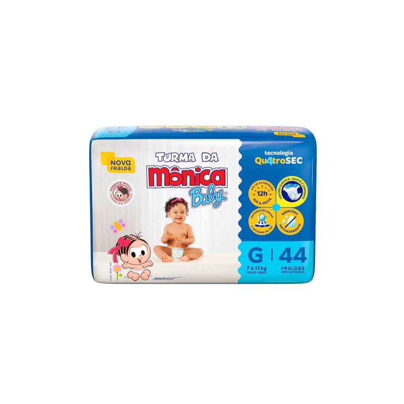 FRALDA TURMA DA MONICA MEGA G COM 44 UNIDADES