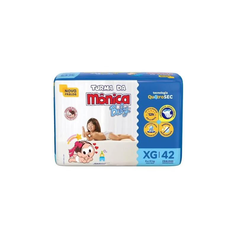 FRALDA TURMA MONICA MEGA XG COM 42 UNIDADES