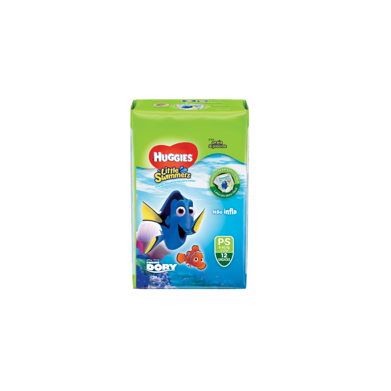 FRALDA HUGGIES LITTLE SWIMMERS PISCINA P-S COM 12 UNIDADES