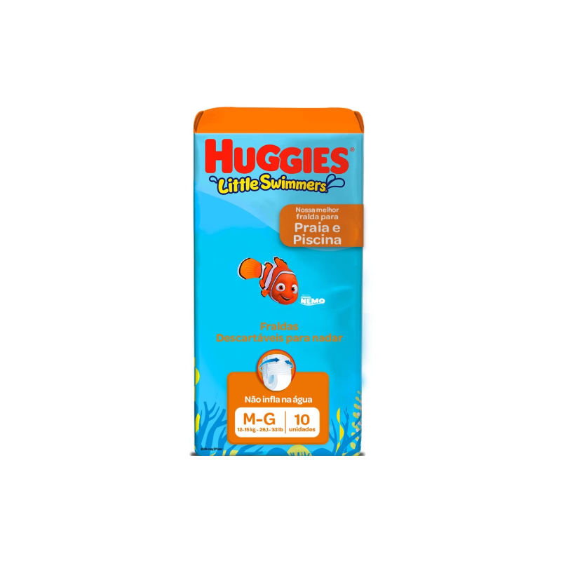FRALDA LITTLE SWIMMERS PRAIA/PISCINA G COM 10 UNIDADES