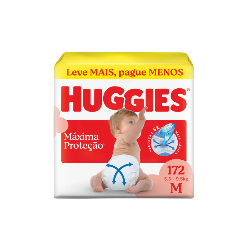 FRALDA HUGGIES SUPREME CARE GIGA M COM 172 UNIDADES