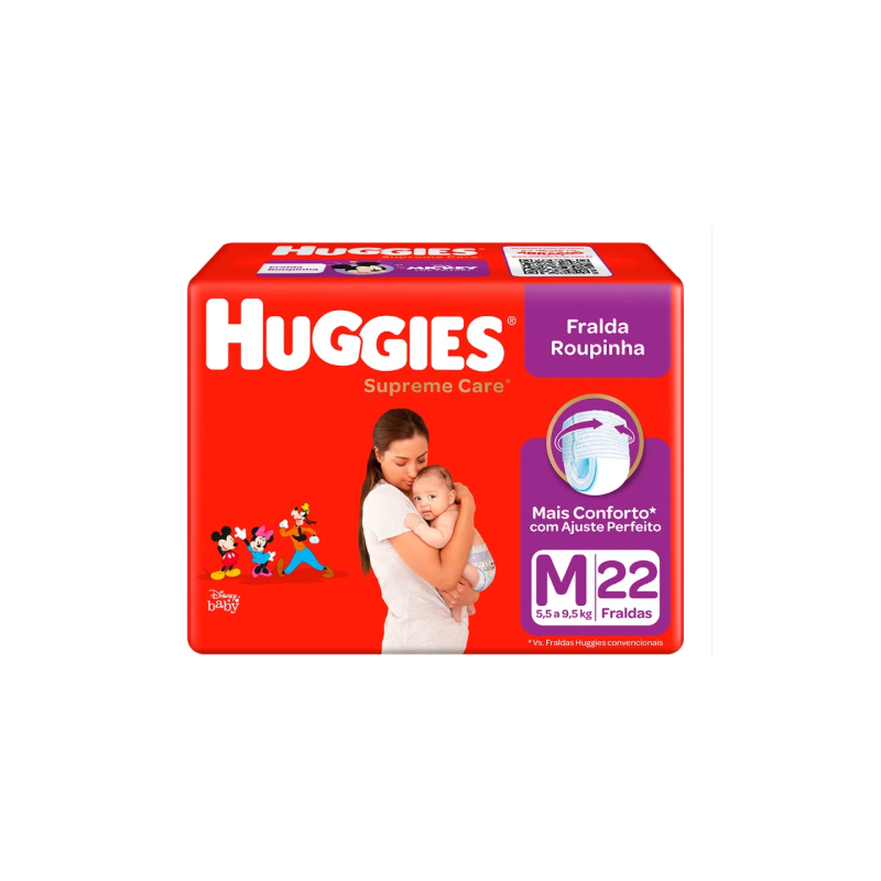 FRALDA HUGGIES SUPREME CARE ROUPINHA JUMBO M COM 22 UNIDADES
