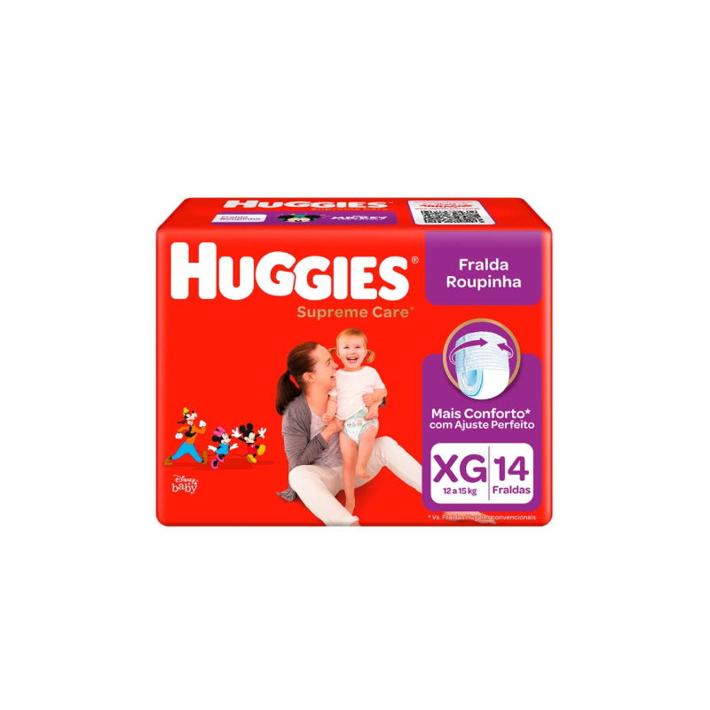 FRALDA HUGGIES SUPREME CARE ROUPINHA JUMBO XG COM 14 UNIDADE