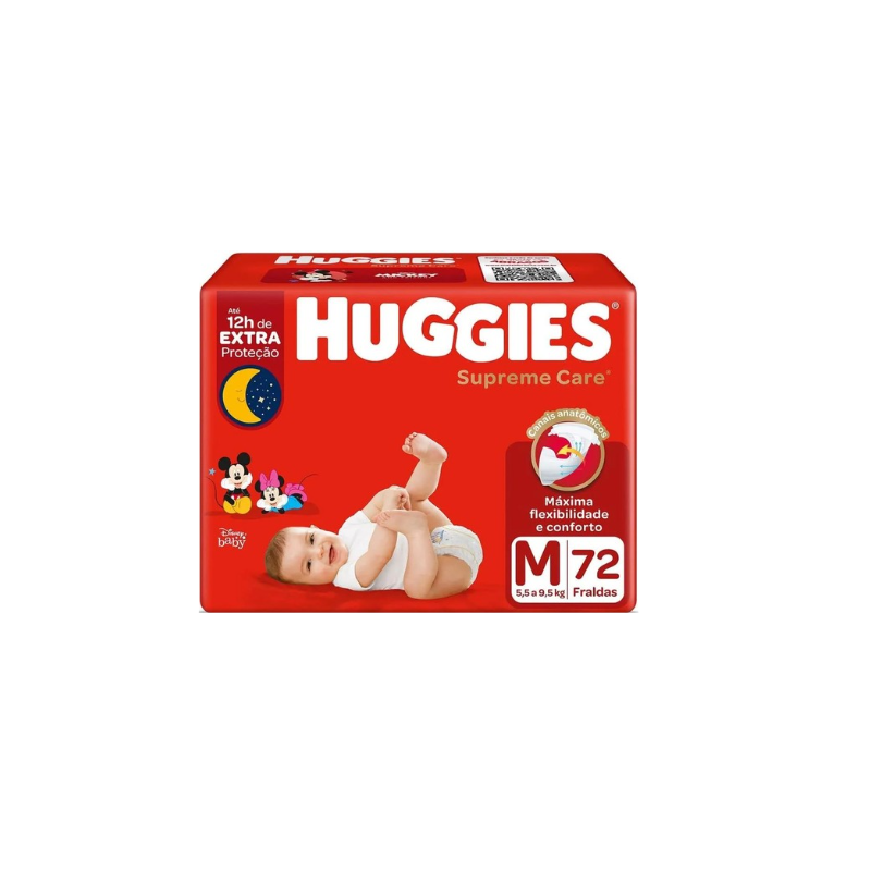 FRALDA HUGGIES SUPREME CARE UNISSEX M COM 72 UNIDADES 