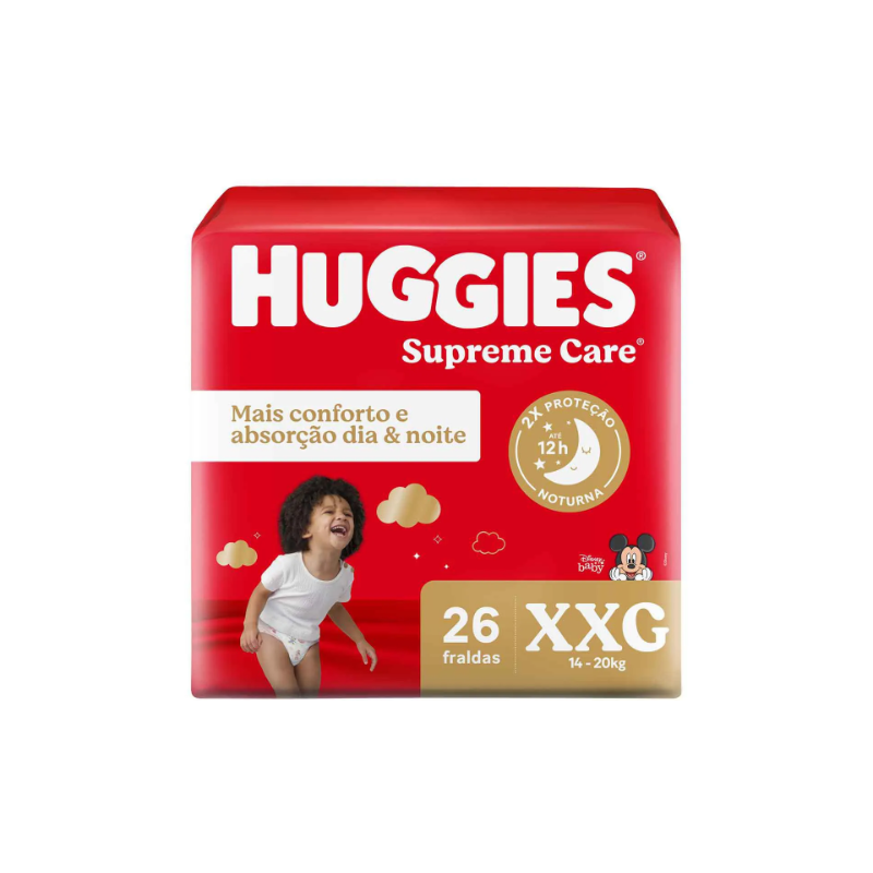 FRALDA HUGGIES SUPREME CARE XXG COM 26 UNIDADES