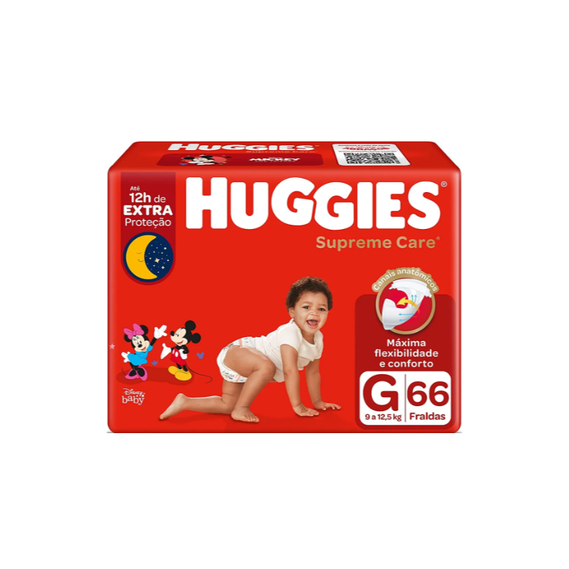 FRALDA HUGGIES SUPREME HIPER G COM 66 UNIDADES