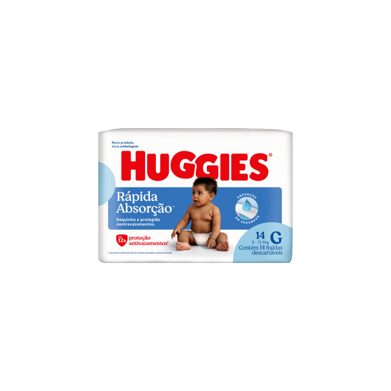 FRALDA HUGGIES TRIPLA PROTEÇÃO JUMBINHO G COM 14 UNIDADES