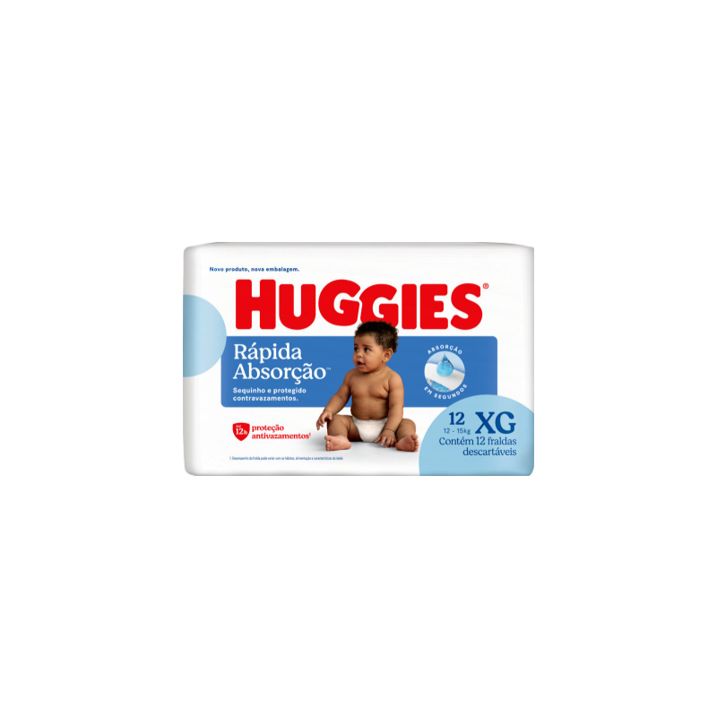 FRALDA HUGGIES TRIPLA PROTEÇÃO JUMBINHO XG COM 12 UNIDADES