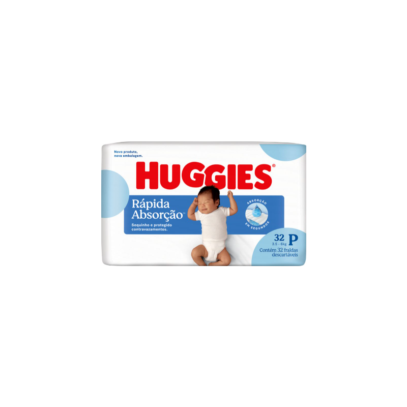 FRALDA HUGGIES TRIPLA PROTEÇÃO JUMBO P COM 32 UNIDADES