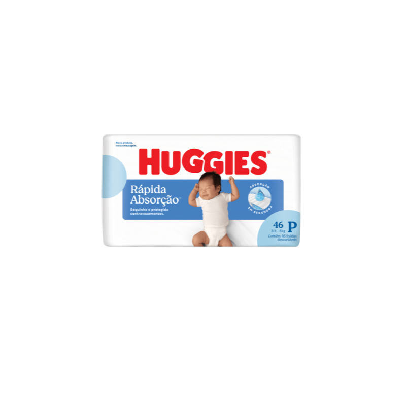 FRALDA HUGGIES TRIPLA PROTEÇÃO MEGA P COM 46 UNIDADES