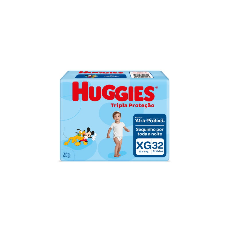 FRALDA HUGGIES TRIPLA PROTEÇÃO MEGA XG COM 32 UNIDADES