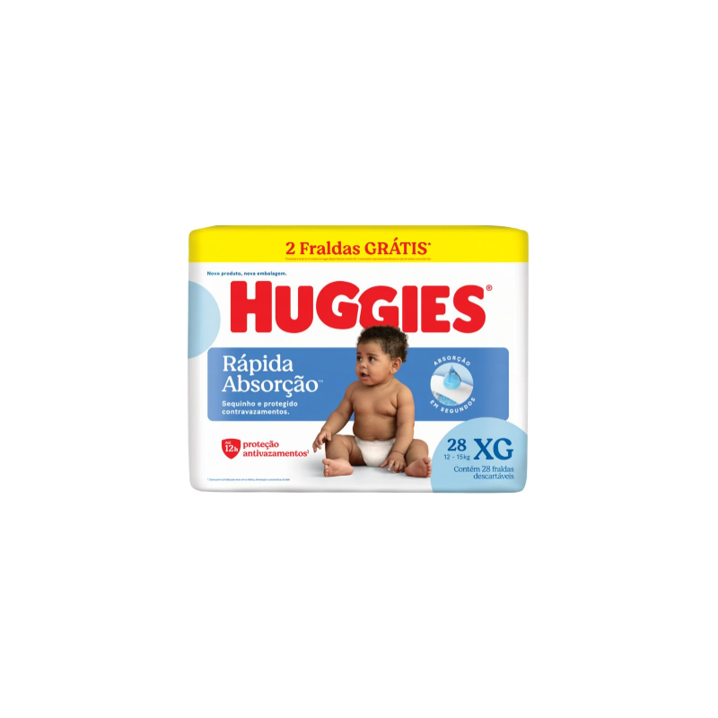 FRALDA HUGGIES TRIPLA PROTEÇÃO MEGUINHA XG COM 28 UNIDADES