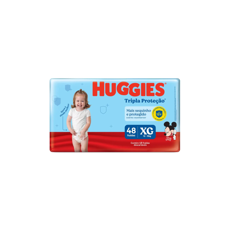 FRALDA HUGGIES TRIPLA PROT MEGA XG COM 48 UNIDADES