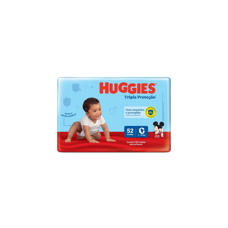 FRALDA  HUGGIES TRIPLA PROT MEGA G COM 52 UNIDADES