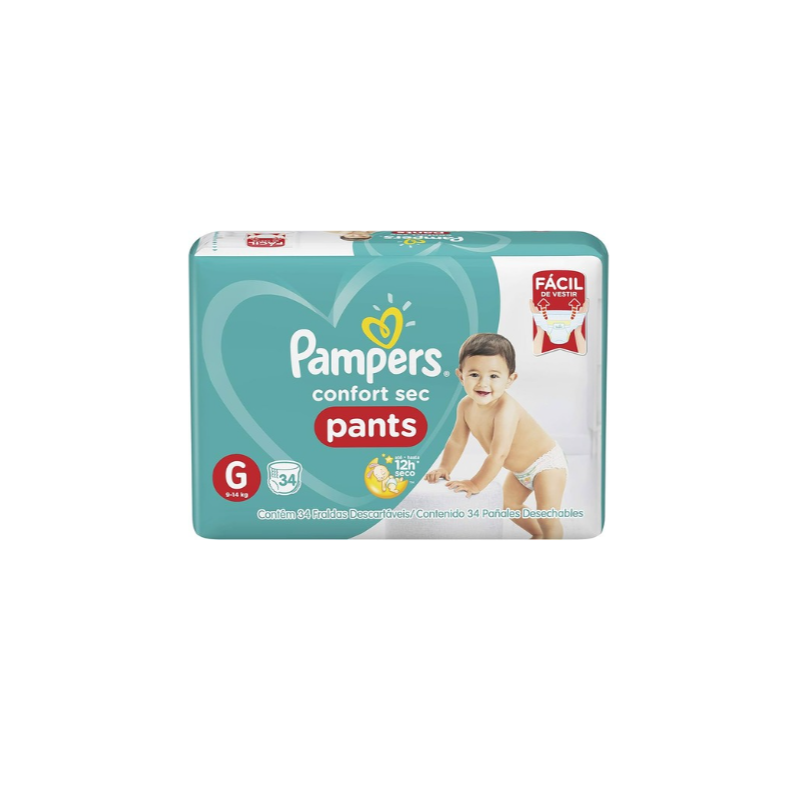 FRALDA PAMPERS CONFORT SEC PANTS G COM 34 UNIDADES