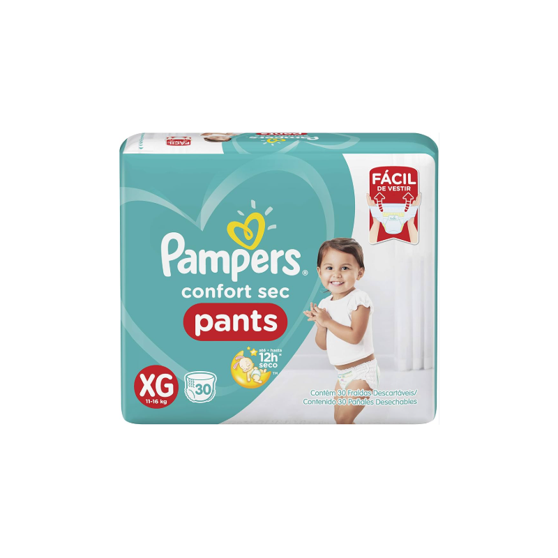FRALDA PAMPERS CONFORT SEC PANTS XG COM 30 UNIDADES