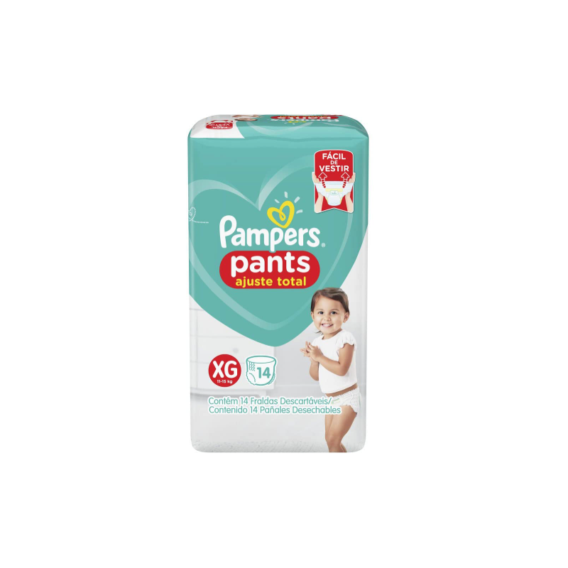 FRALDAS PAMPERS PANTS PACOTAO XG COM 14 UNIDADES