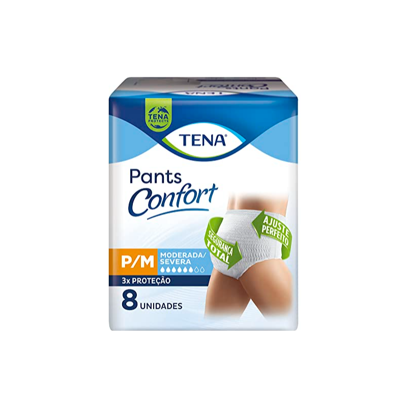 ROUPA INTIMA TENA PANTS CONFORT P/M COM 08 UNIDADES 