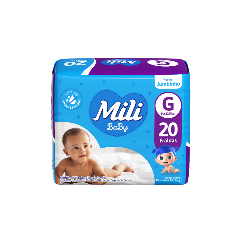 FRALDA MILI ULTRA SECA JUMBINHO G COM 20 UNIDADES