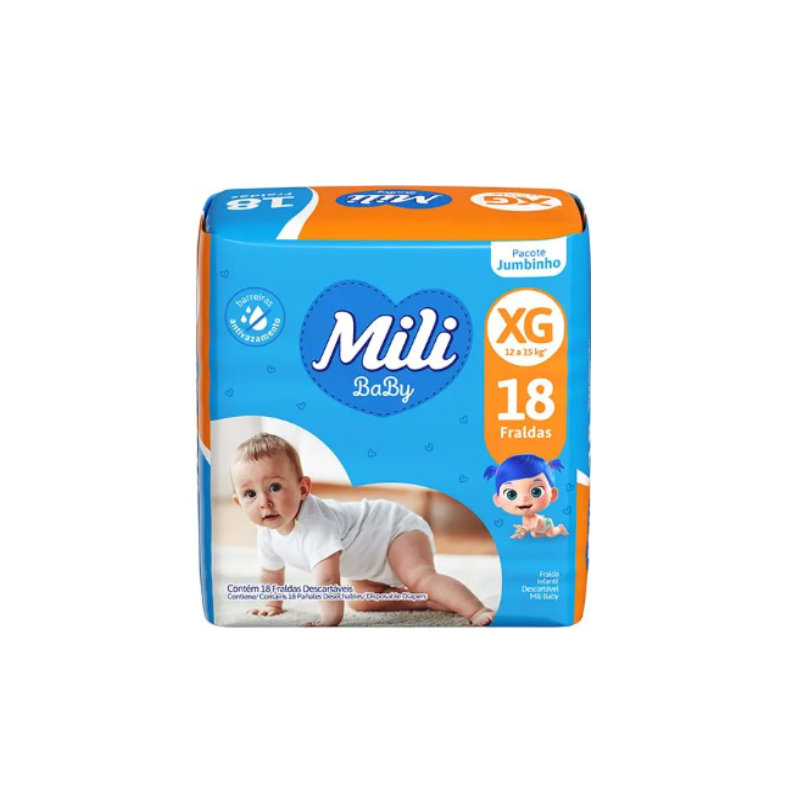 FRALDA MILI ULTRA SECA JUMBINHO XG COM 18 UNIDADES