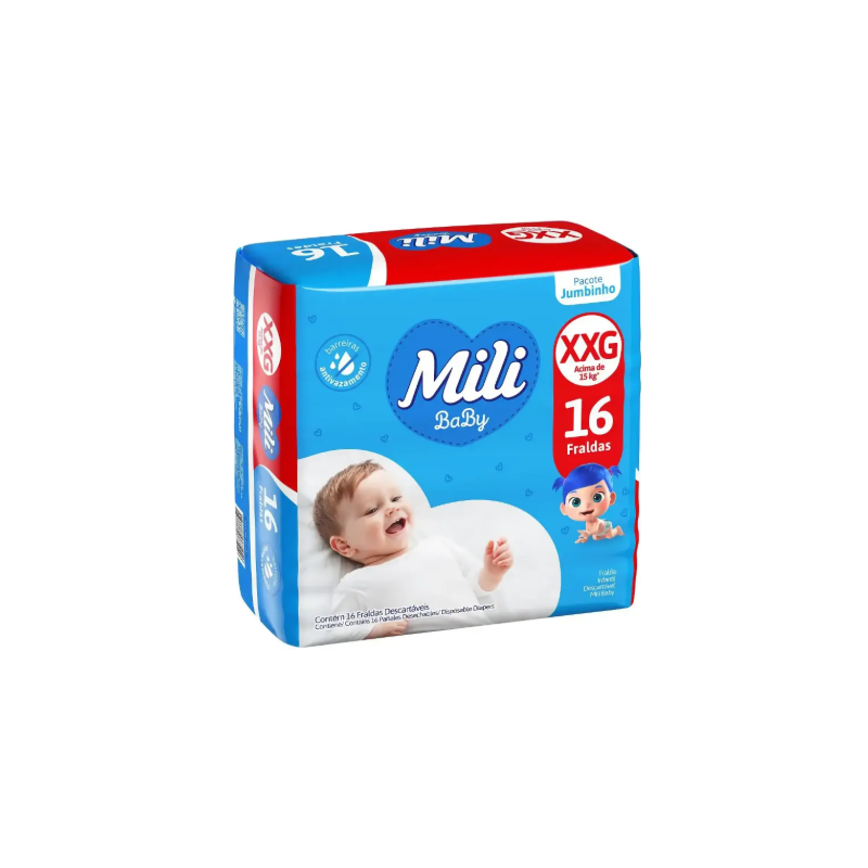 FRALDA MILI ULTRA SECA JUMBINHO XXG COM 16 UNIDADES