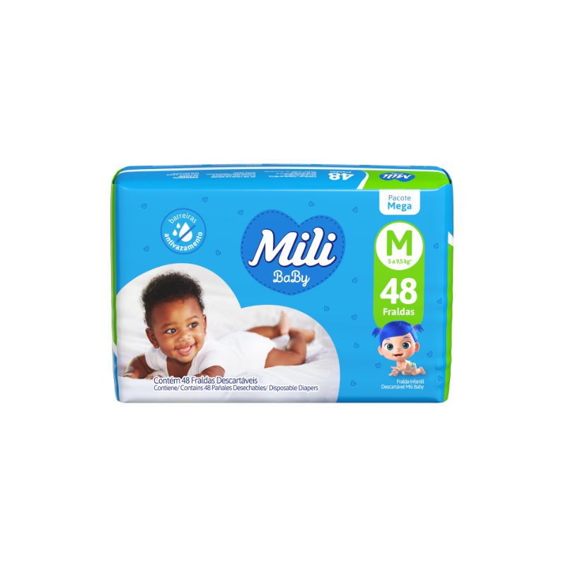 FRALDA MILI ULTRA SECA MEGA M COM 48 UNIDADES